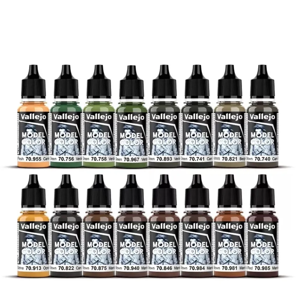 Set 16 pinturas para modelismo 261 German Camouflage Uniforms WWII Figure Vallejo 18ml