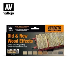 Set 8 pinturas para modelismo 187 Efectos Madera Nueva y Vieja Game Color Effects Vallejo 17ml