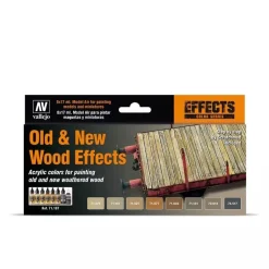 Set 8 pinturas para modelismo 187 Efectos Madera Nueva y Vieja Game Color Effects Vallejo 17ml