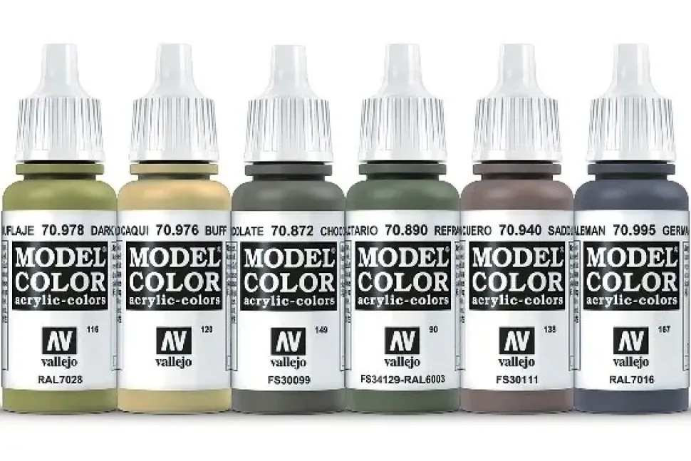 Set 6 pinturas para modelismo 205 WWII German Armour Wargames Flames of War Vallejo 17ml