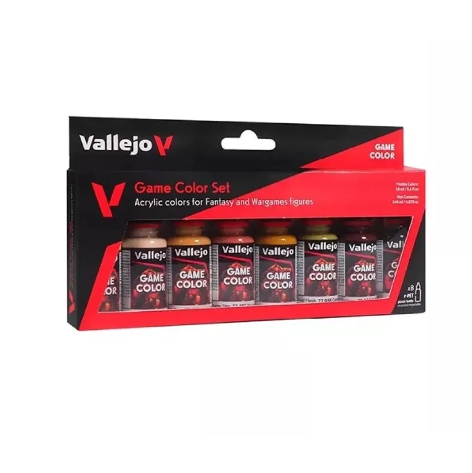 Set 8 pinturas para modelismo 187 Skin Tones Game Color Vallejo 18ml