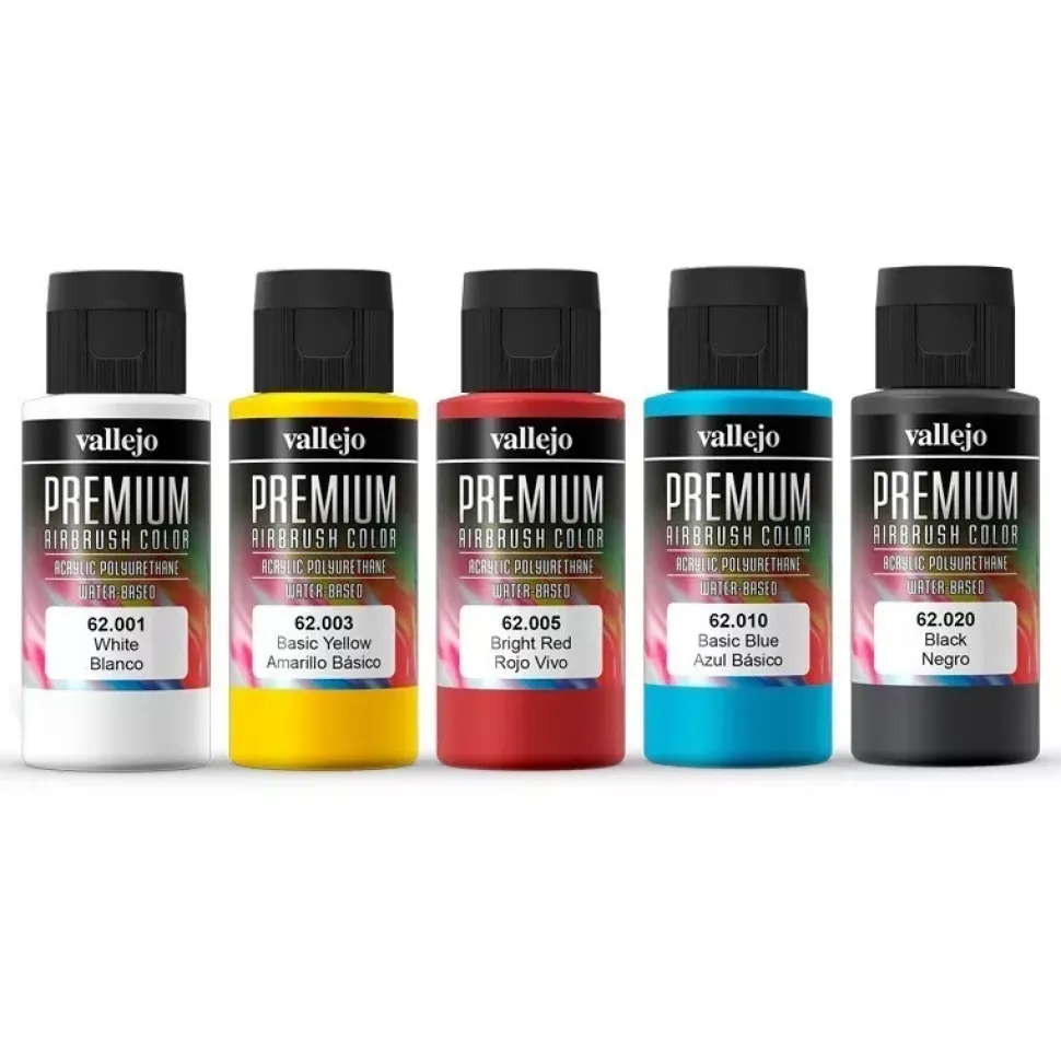 Set 5 pinturas para modelismo 101 básicos opacos Premium Color Vallejo 60ml