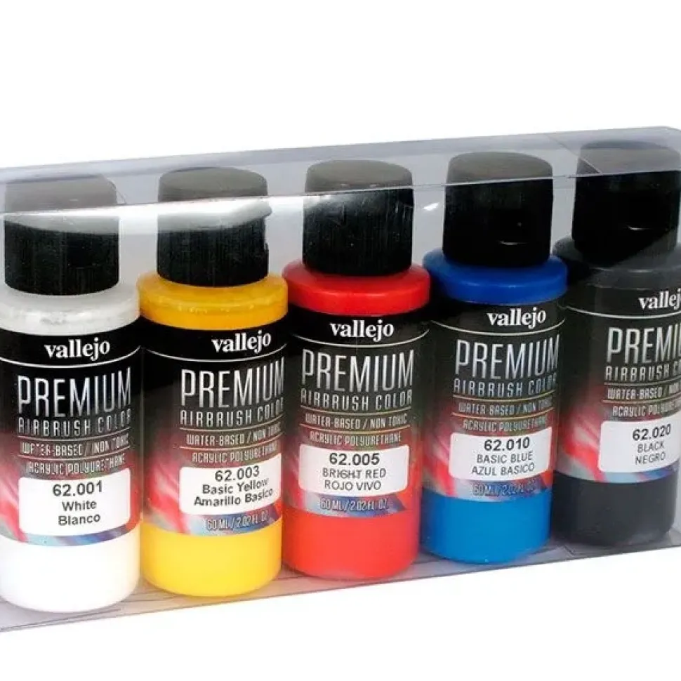 Set 5 pinturas para modelismo 101 básicos opacos Premium Color Vallejo 60ml