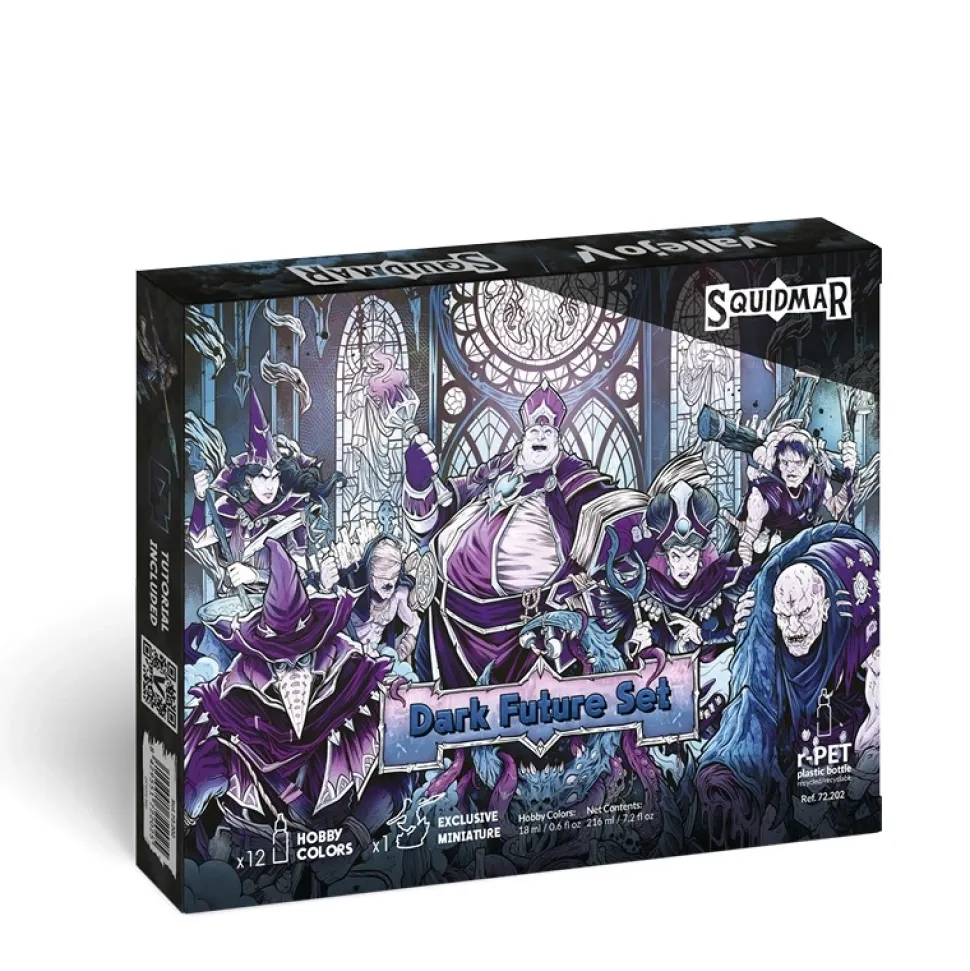 Set 12 pinturas para modelismo 202 Dark Future Squidmar Fantasy Vallejo 18ml