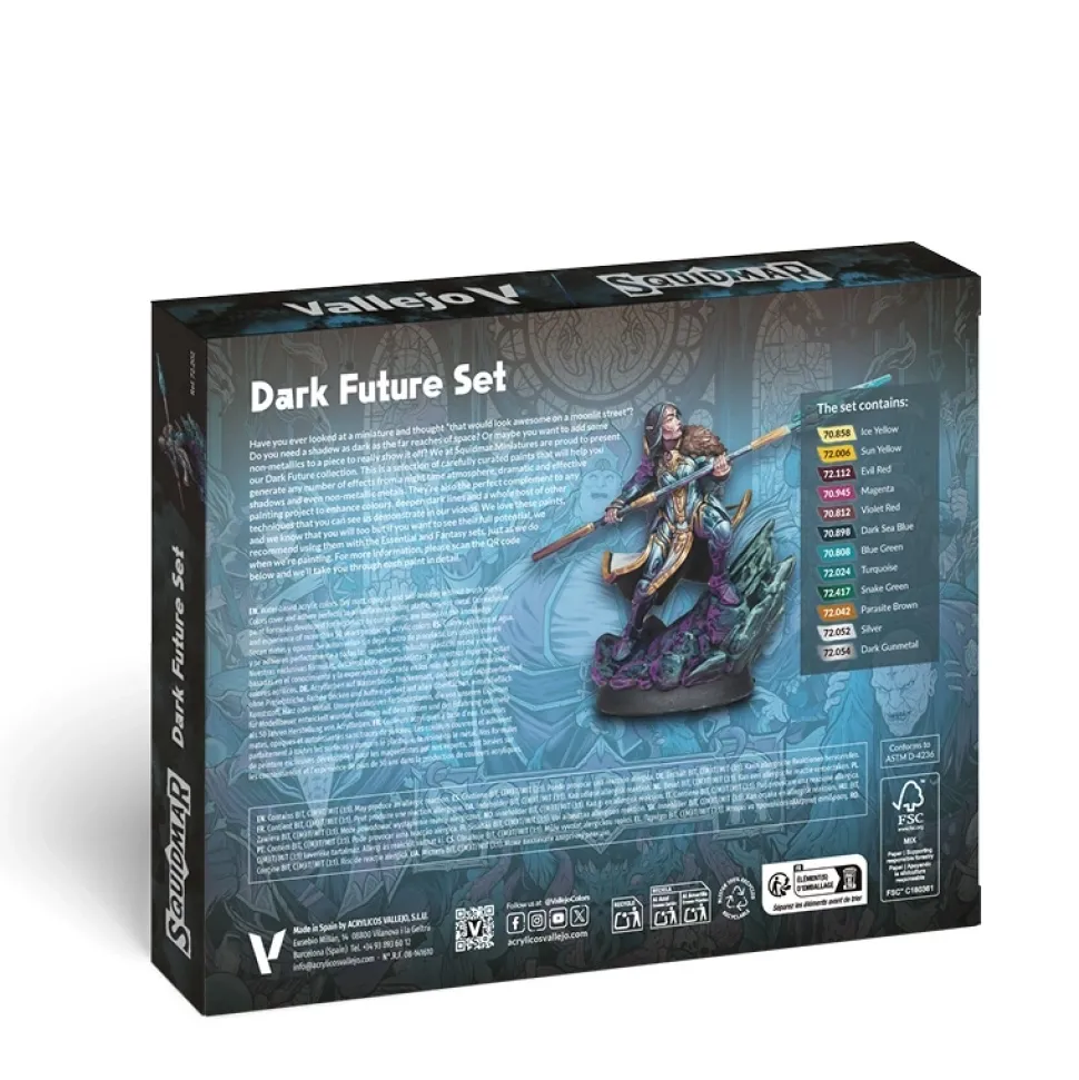 Set 12 pinturas para modelismo 202 Dark Future Squidmar Fantasy Vallejo 18ml