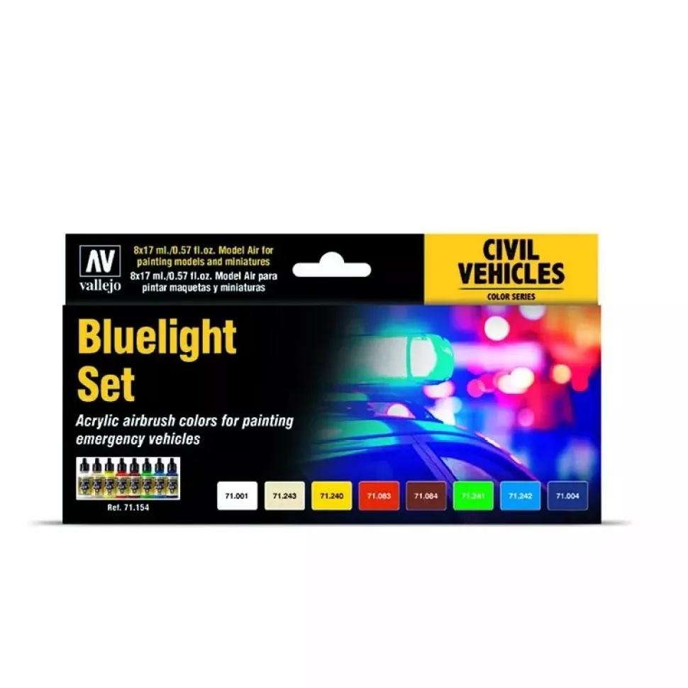 Set 8 pinturas para modelismo 154 Emergency Vehicles Model Air Vallejo 17ml