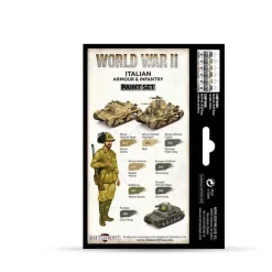 Set 6 pinturas para modelismo 209 WWII Italian Armour Infantry Wargames Flames of War Vallejo 17ml