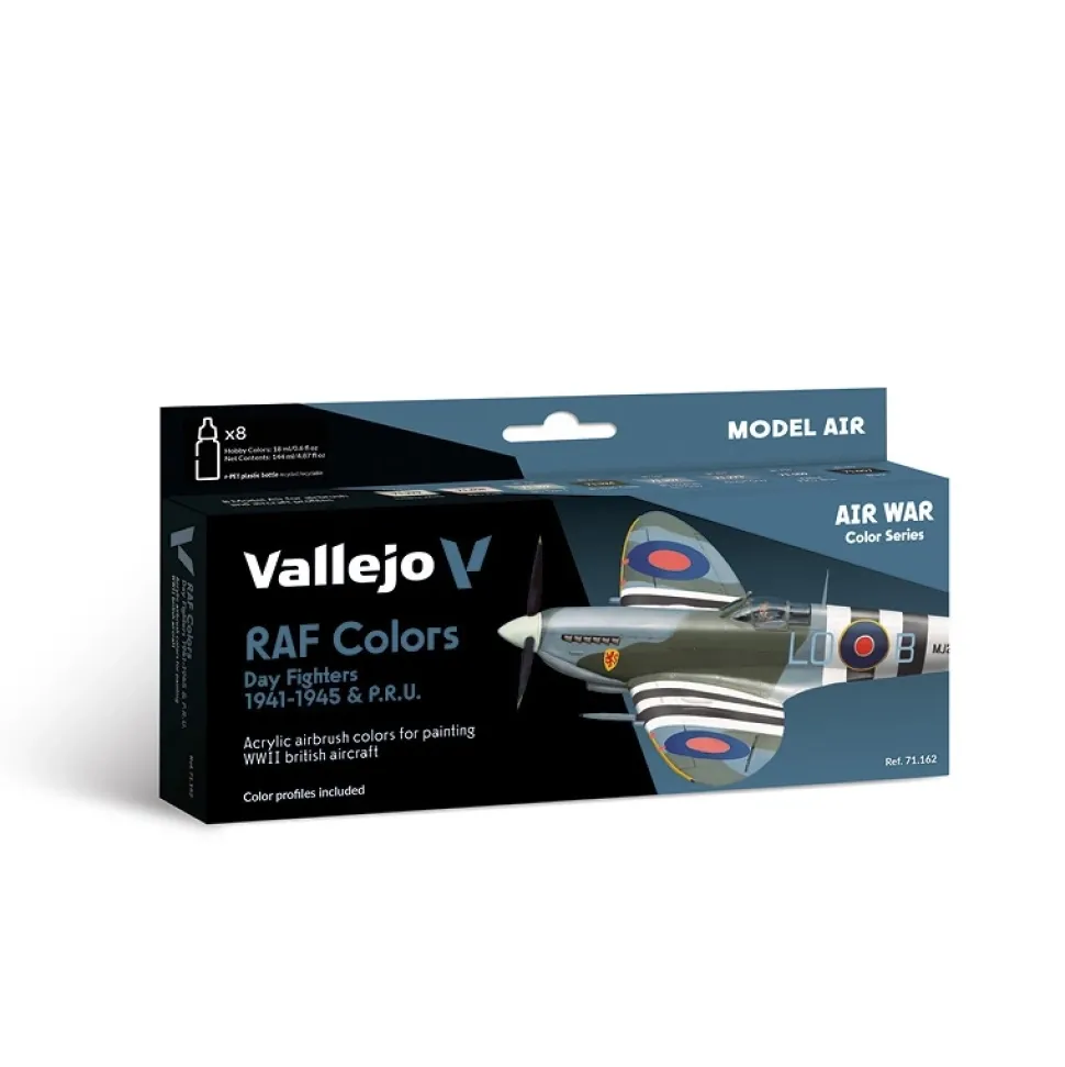 Set 8 pinturas para modelismo RAF Day Fighters Air War Vallejo 17ml