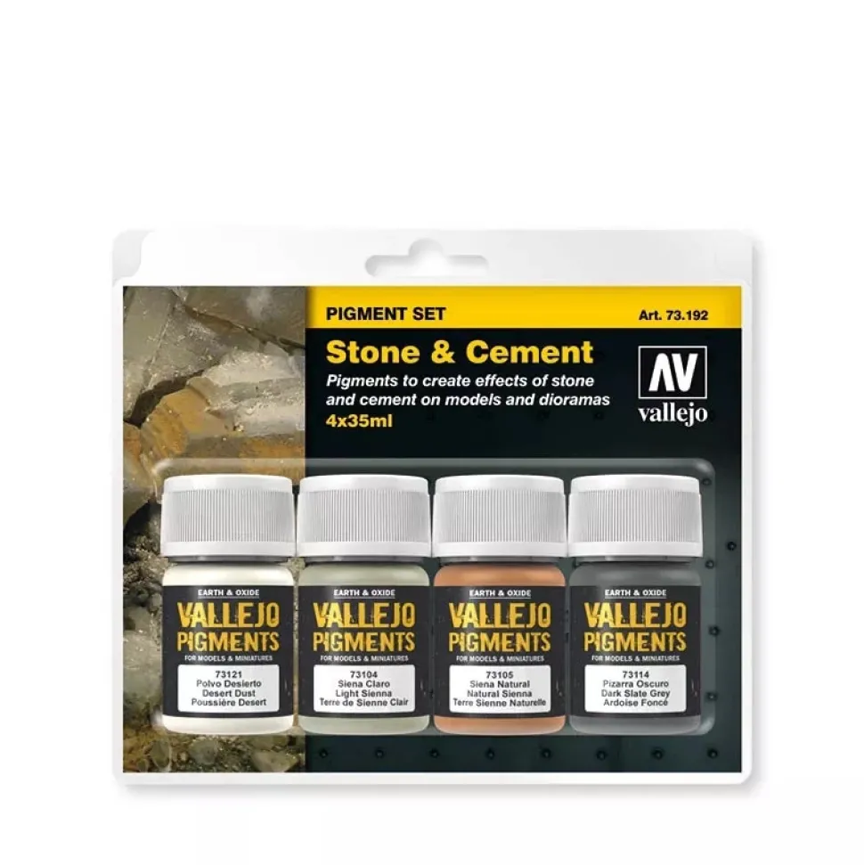 Set 4 pinturas para modelismo 192 Piedra y Cemento Pigments FX Vallejo 35ml