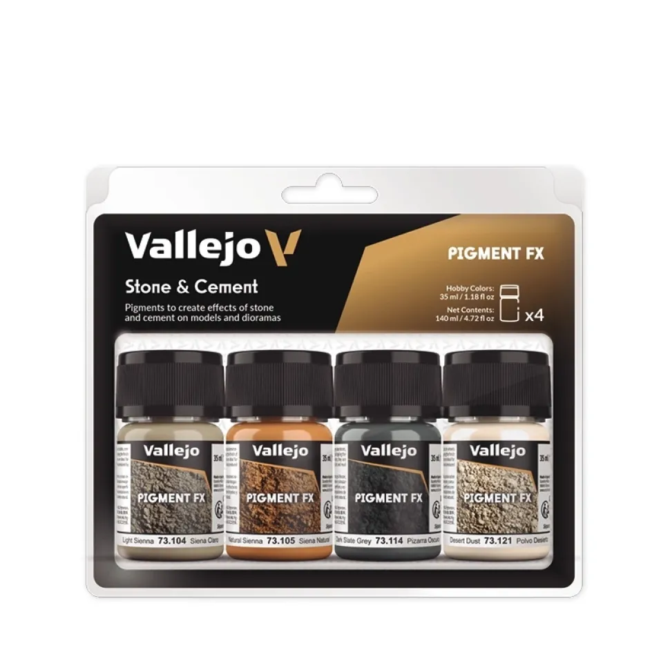 Set 4 pinturas para modelismo 192 Piedra y Cemento Pigments FX Vallejo 35ml