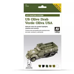 Set 6 pinturas para modelismo 402 US Olive Drab AFV Vallejo 8ml