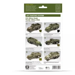 Set 6 pinturas para modelismo 402 US Olive Drab AFV Vallejo 8ml