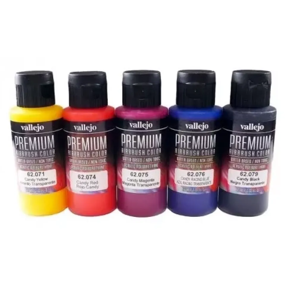 Set 5 pinturas para modelismo 104 candy Premium Color Vallejo60ml
