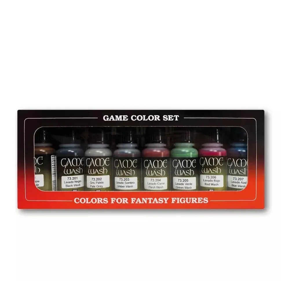 Set 8 pinturas para modelismo Lavados Game Color Wash Vallejo 17ml