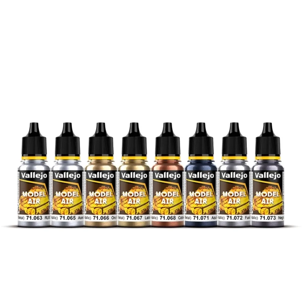 Set 8 pinturas para modelismo 176 Colores Metálicos Model Air Vallejo 17ml