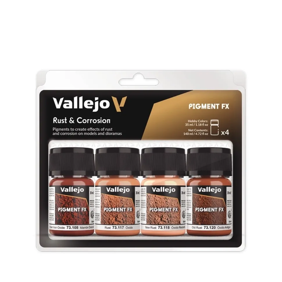 Set 4 pinturas para modelismo 194 Óxido y Corrosión Pigments FX Vallejo 35ml