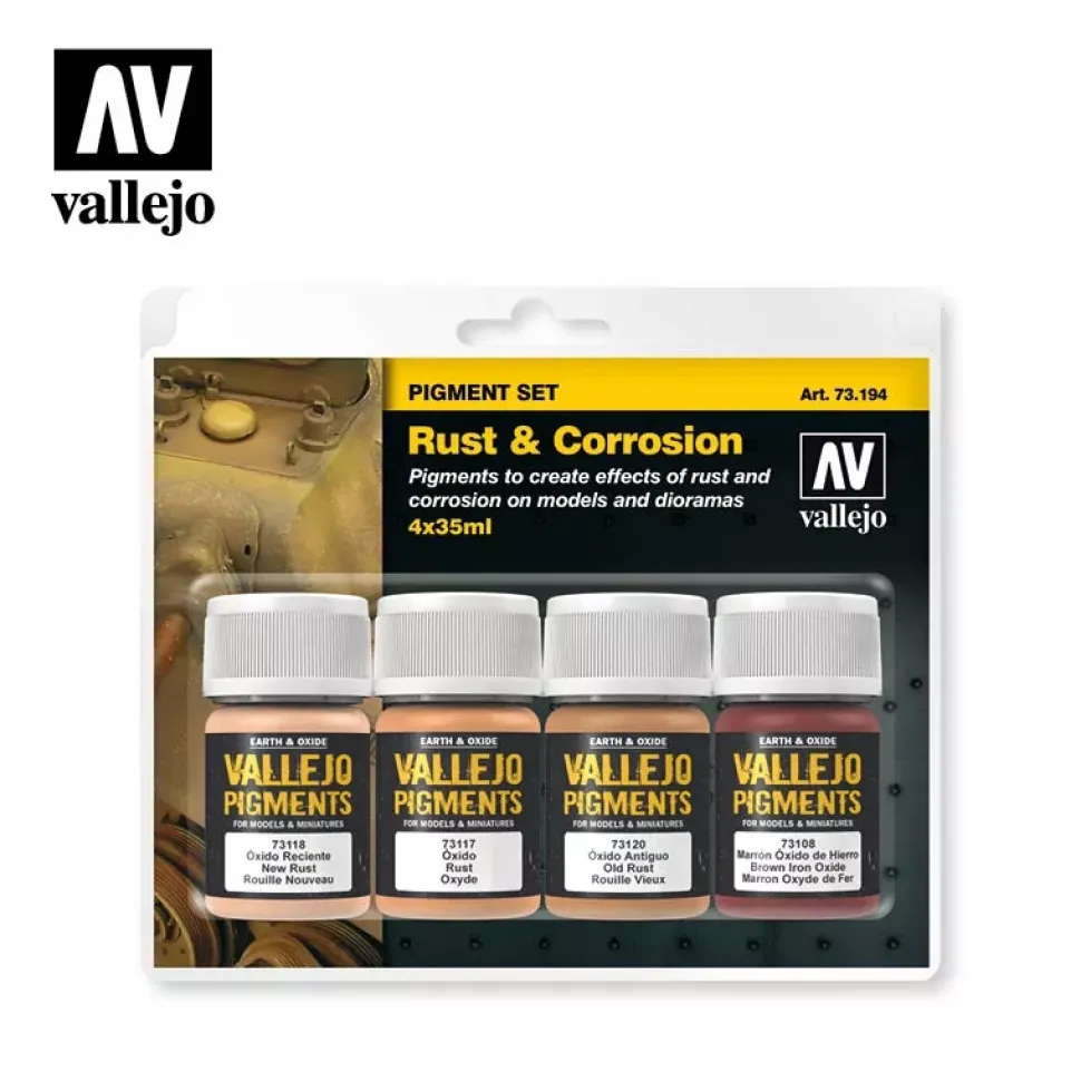 Set 4 pinturas para modelismo 194 Óxido y Corrosión Pigments FX Vallejo 35ml