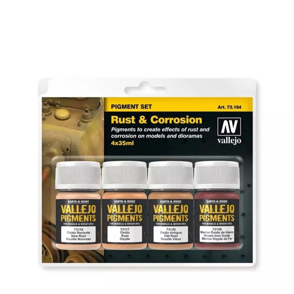Set 4 pinturas para modelismo 194 Óxido y Corrosión Pigments FX Vallejo 35ml