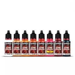 Set 8 pinturas para modelismo 196 Fire Dragons Fantasy Vallejo 18ml