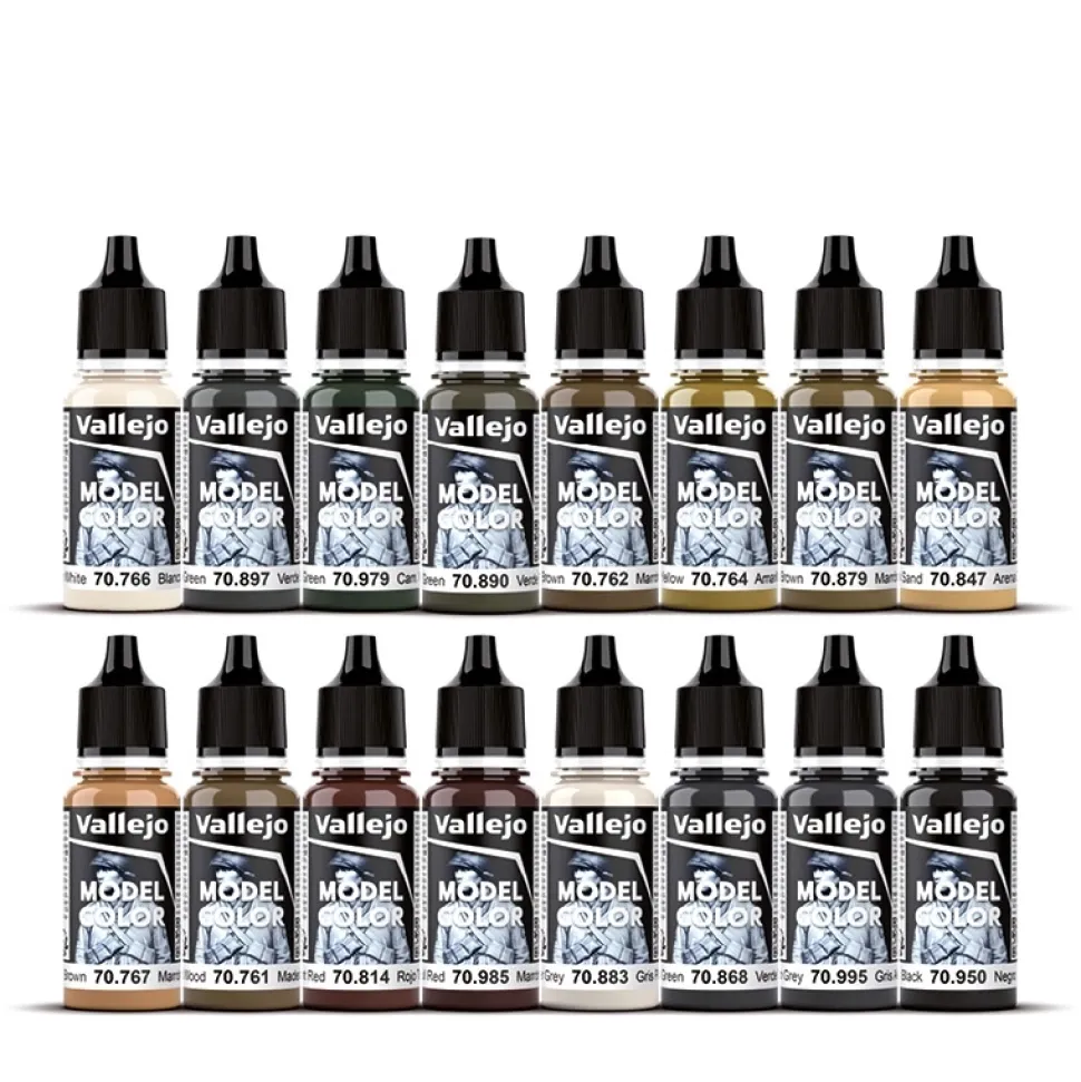Set 16 pinturas para modelismo 255 German AFV Colors WWII AFV Vallejo 18 ml