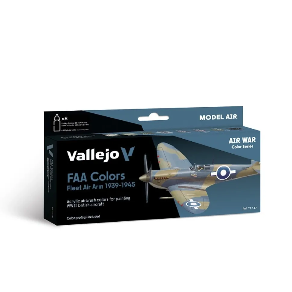 Set 8 pinturas para modelismo FAA Air War Vallejo 17ml