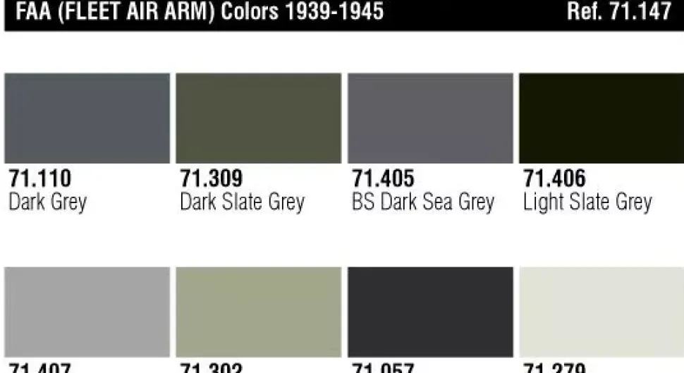 Set 8 pinturas para modelismo FAA Air War Vallejo 17ml