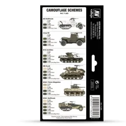Set 8 pinturas para modelismo 625 WWII US Army Europe & North Africa 1942-1945 AFV Vallejo 17ml