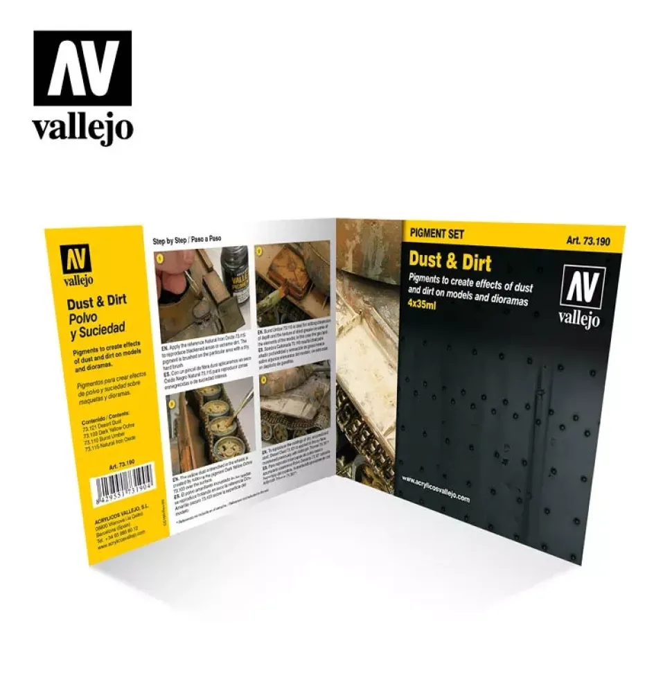 Set 4 pinturas para modelismo 190 Polvo y Suciedad Pigments FX Vallejo 35ml