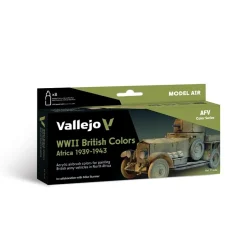 Set 8 pinturas para modelismo 622 WWII British Colors Africa 1939-1943 AFV Vallejo 17ml