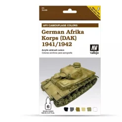 Set 6 pinturas para modelismo 409 German Afrika Korps AFV Vallejo 8ml
