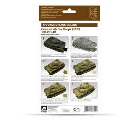 Set 6 pinturas para modelismo 409 German Afrika Korps AFV Vallejo 8ml