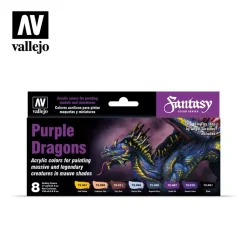 Set 8 pinturas para modelismo 305 Purple Dragons Fantasy Vallejo 17ml