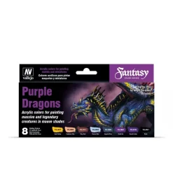 Set 8 pinturas para modelismo 305 Purple Dragons Fantasy Vallejo 17ml