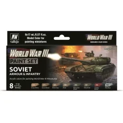 Set 6 pinturas para modelismo 221 WWIII Soviet Armour & Infantry Wargames Flames of War Vallejo 17ml