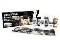 Set 8 pinturas para modelismo 151 Black & White Figure Vallejo 17ml
