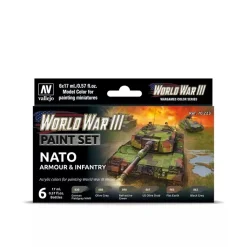 Set 6 pinturas para modelismo 223 WWIII NATO Armour & Infantry Wargames Flames of War Vallejo 17ml