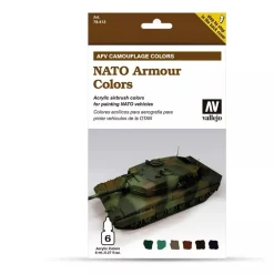 Set 6 pinturas para modelismo 413 OTAN Armour Colors AFV Vallejo 8ml
