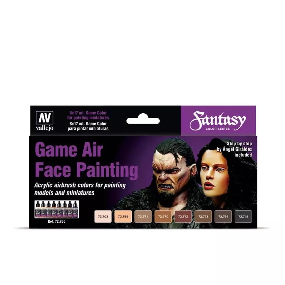 Set 8 pinturas para modelismo 865 Game Air Face Fantasy Vallejo 17ml