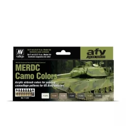Set 8 pinturas para modelismo 202 MERDC Camo Colors AFV Vallejo 17ml