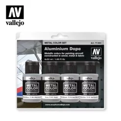 Set 4 pinturas para modelismo 603 Aluminium Dope Metal Color Vallejo 32ml