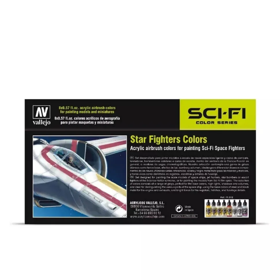 Set 8 pinturas para modelismo Star Fighter Sci-Fi Vallejo 17ml