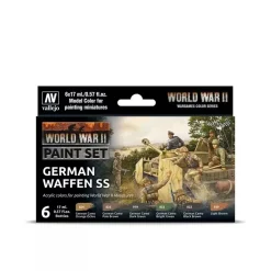 Set 6 pinturas para modelismo 207 WWII German Waffen SS Wargames Flames of War Vallejo 17ml