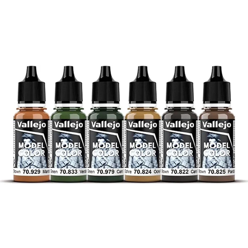 Set 6 pinturas para modelismo 207 WWII German Waffen SS Wargames Flames of War Vallejo 17ml