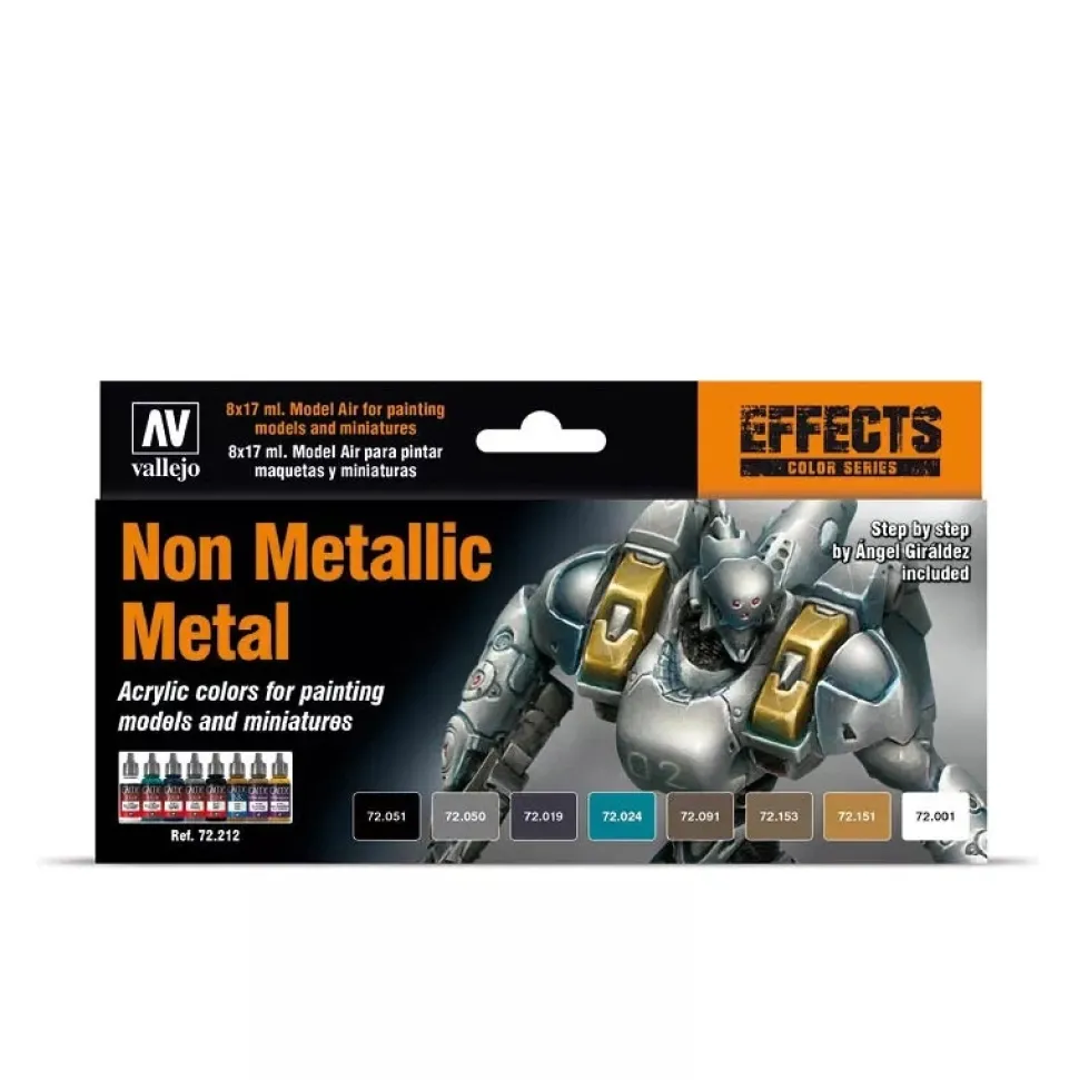Set 8 pinturas para modelismo 212 Metales no metálicos Game Color Effects Vallejo 17ml