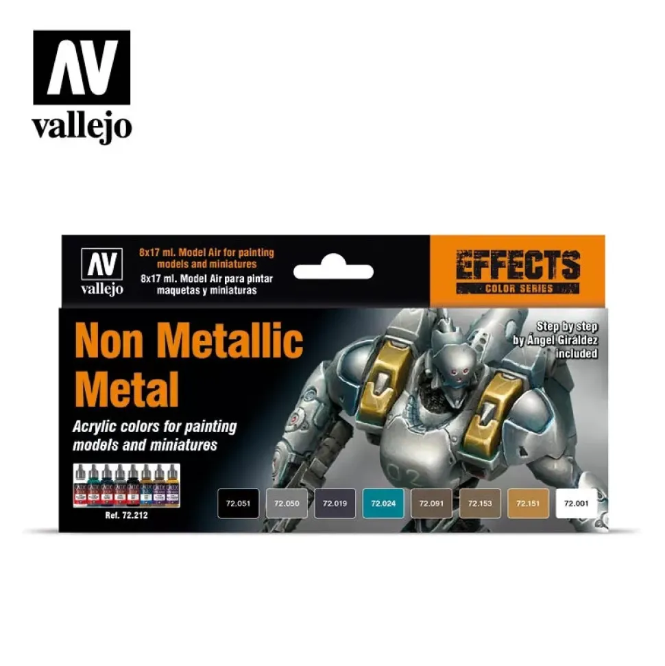Set 8 pinturas para modelismo 212 Metales no metálicos Game Color Effects Vallejo 17ml