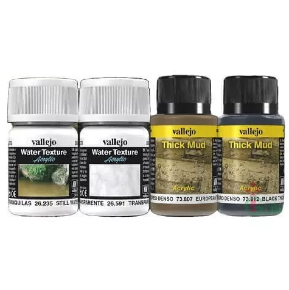 Set 4 pinturas para modelismo 189 Charcos y Barro Diorama FX Vallejo 35 ml