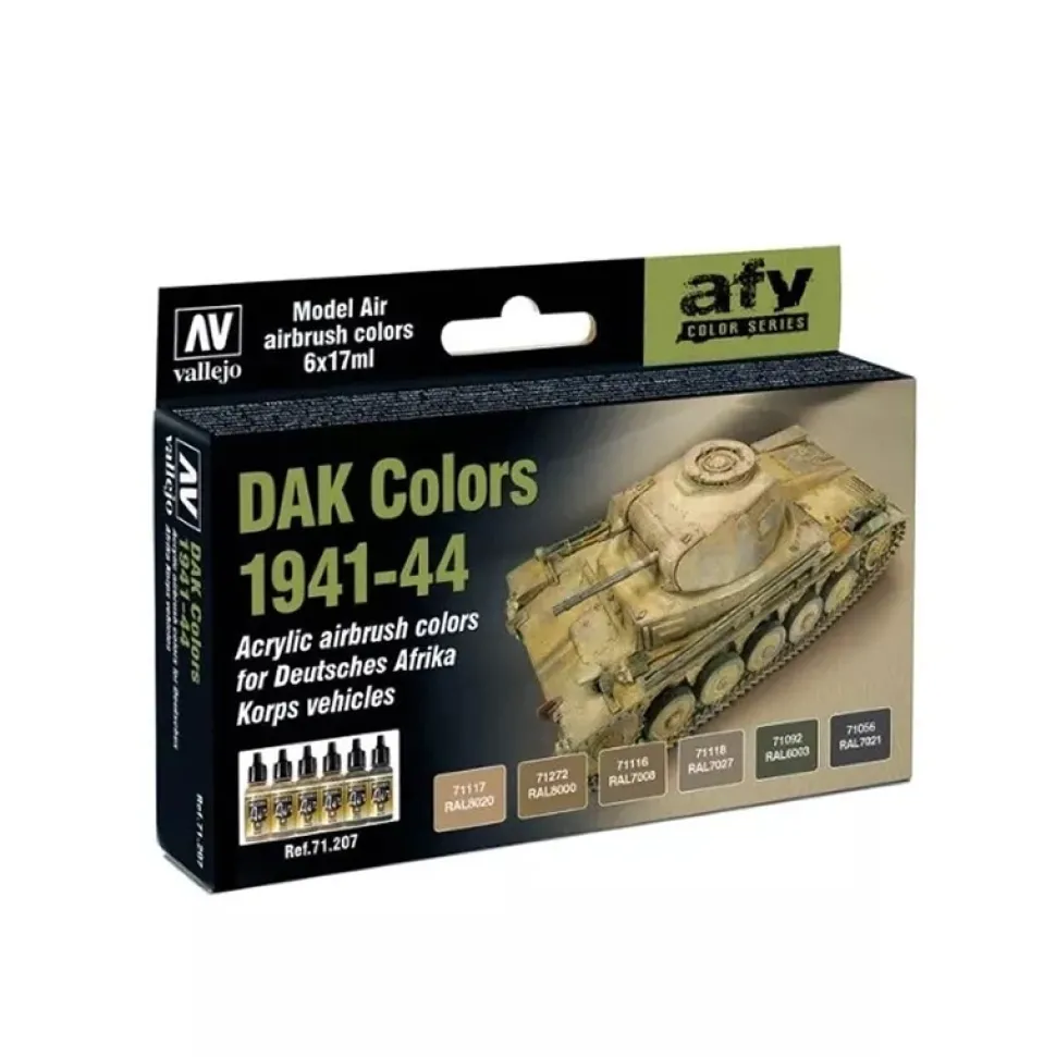 Set 6 pinturas para modelismo 207 DAK Colors 1941-1944 AFV Vallejo 17ml