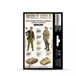 Set 6 pinturas para modelismo 208 WWII Desert British & German Wargames Flames of War Vallejo 17ml
