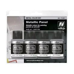Set 4 pinturas para modelismo 601 Metallic Panel Metal Color Vallejo 32ml