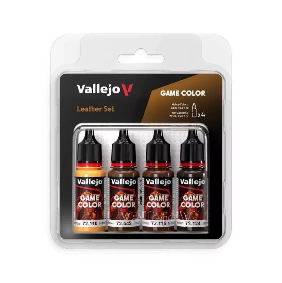 Set 4 pinturas para modelismo 385 Cuero Game Color Vallejo 18ml